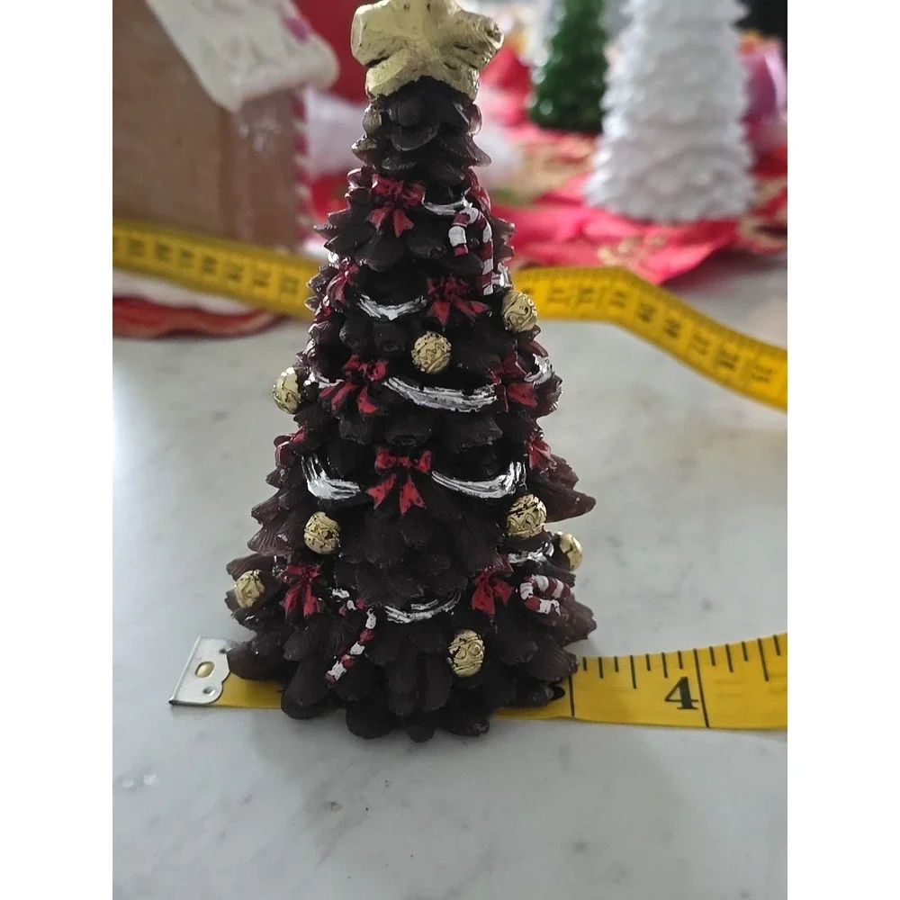 Handmade Resin Christmas Tree Brown Red Silver Gold Decoration Gift‎ 641